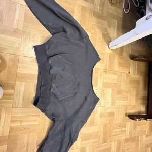 Gray off shoulder Cropped Sweatshirt